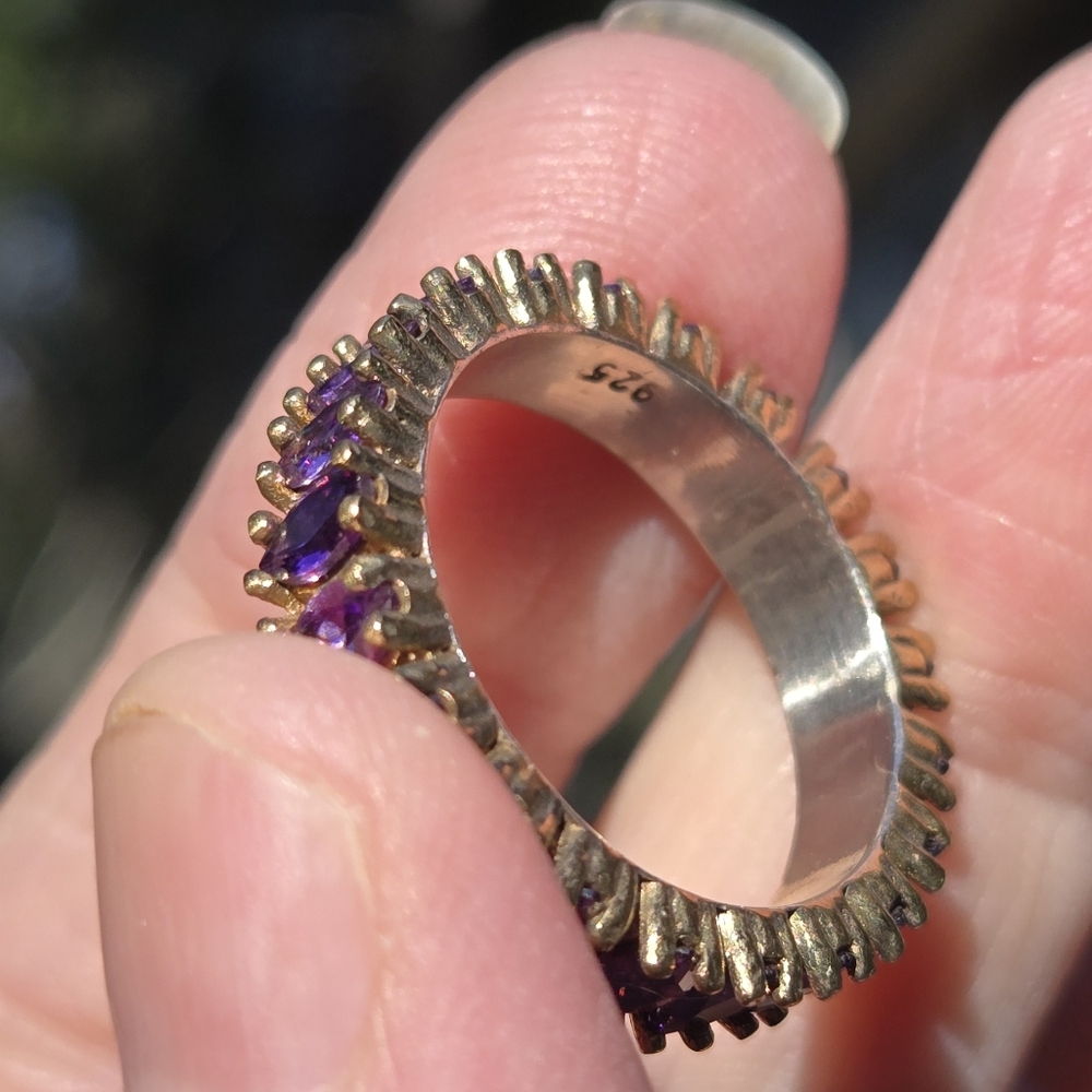 Ametyst Marquise Cut Gemstone Eternity Ring Sz9 - Picture 7 of 7
